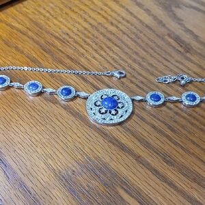 Elegant Silver and Blue Necklace By Joseph Esposito 925 Sterling